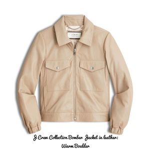 J Crew Collection Bomber Jacket in Leather Color: Warm Boulder